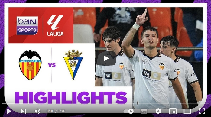 คลิปไฮไลท์ลาลีกา สเปน บาเลนเซีย 2 - 0 กาดิซ
