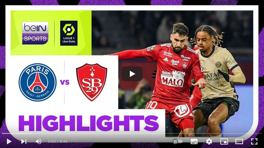 คลิปไฮไลท์ลีกเอิง ฝรั่งเศส ปารีส แซงต์ แชร์กแมง 2 - 2 แบรสต์