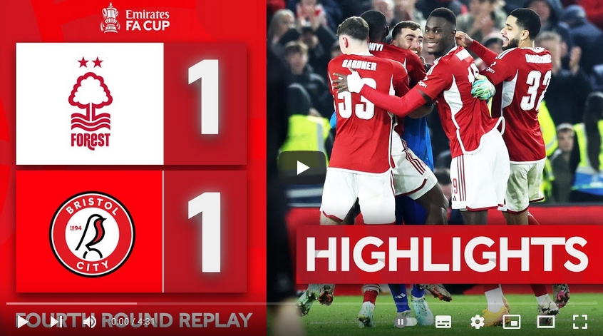 ไฮไลท์ น็อตติ้งแฮม ฟอเรสต์ 1 - 1 บริสตอล ซิตี้
