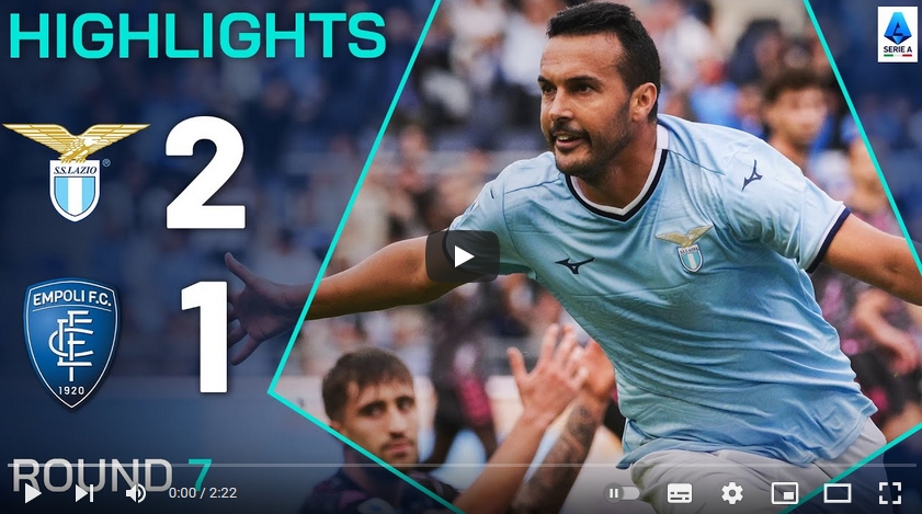 ไฮไลท์ฟุตบอล ลาซิโอ 2 - 1 เอ็มโปลี