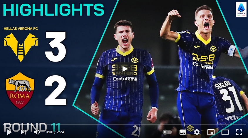 ไฮไลท์ฟุตบอล เวโรน่า 3 - 2 เอเอส โรม่า
