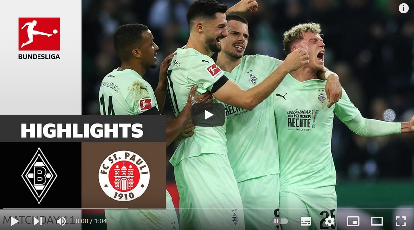 ไฮไลท์ฟุตบอล โบรุสเซีย มึนเช่นกลัดบัค 2 - 0 ซังค์ เพาลี