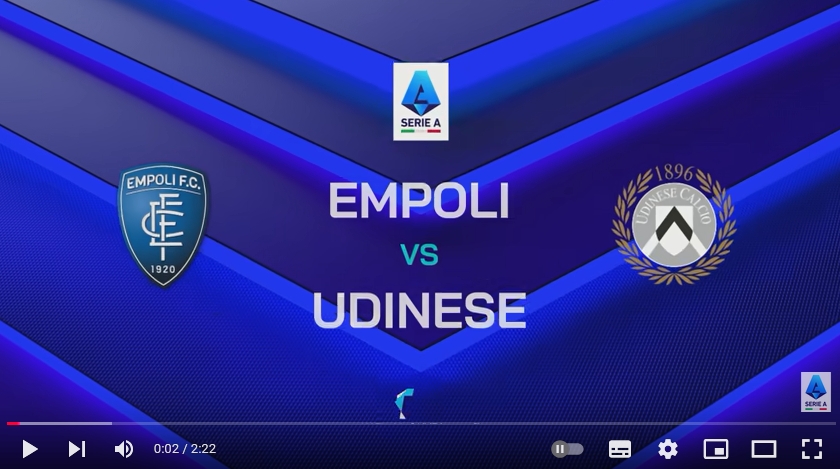 ไฮไลท์ฟุตบอล เอ็มโปลี 1 - 1 อูดิเนเซ่