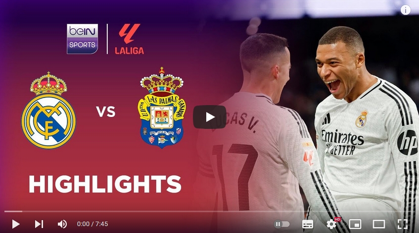 ไฮไลท์ฟุตบอล เรอัล มาดริด 4 - 1 ลาส พัลมาส