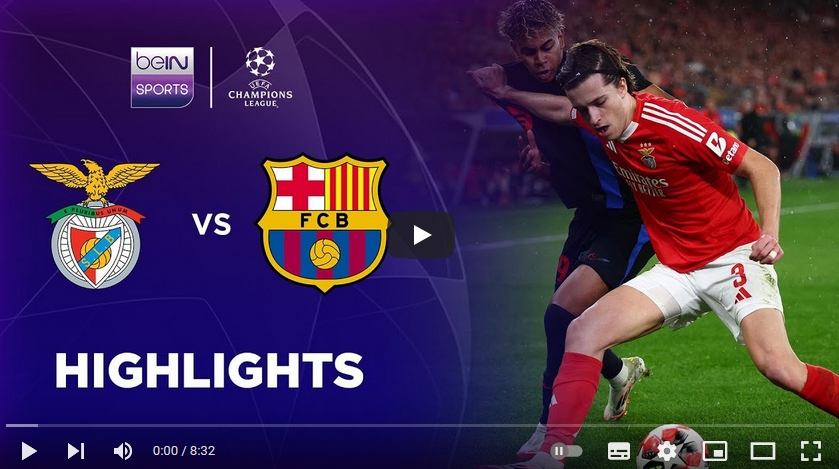 ไฮไลท์ฟุตบอล เบนฟิก้า 4 - 5 บาร์เซโลน่า