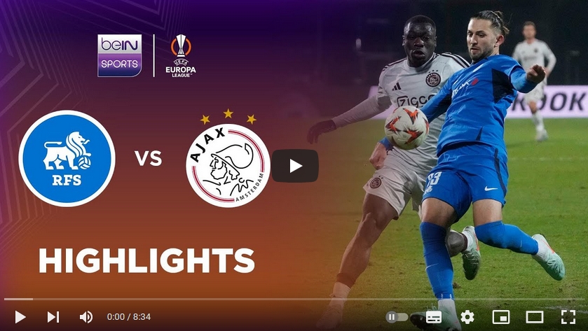 ไฮไลท์ฟุตบอล ริกาสฟุทโบลา สโกลา 1 - 0 อาแจกซ์ อัมสเตอร์ดัม