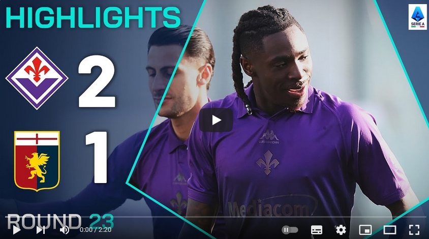 ไฮไลท์ฟุตบอล ฟิออเรนติน่า 2 - 1 เจนัว