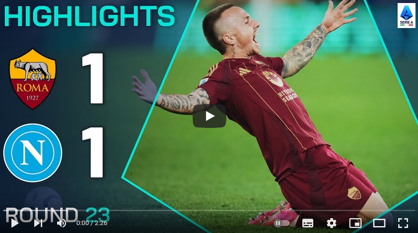 ไฮไลท์ฟุตบอล เอเอส โรม่า 1 - 1 นาโปลี