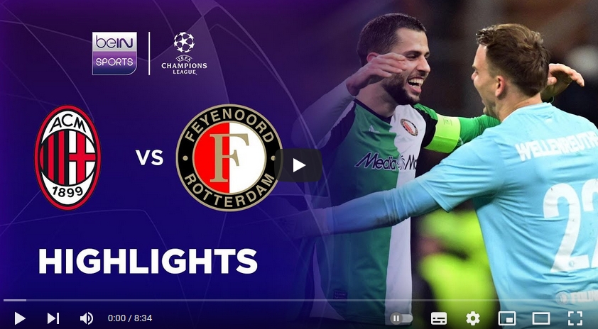ไฮไลท์ฟุตบอล เอซี มิลาน 1 - 1 เฟเยนูร์ด ร็อตเธอร์ดัม