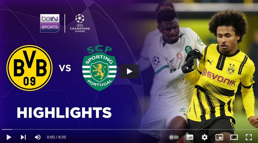 ไฮไลท์ฟุตบอล โบรุสเซีย ดอร์ทมุนด์ 0 - 0 สปอร์ติ้ง ลิสบอน