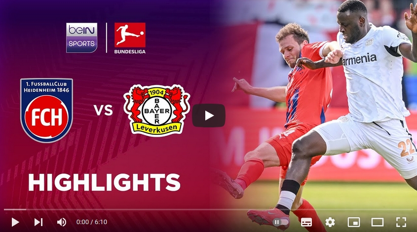 ไฮไลท์ฟุตบอล ไฮน์เดนเฮลม์ 0 - 1 ไบเออร์  เลเวอร์คูเซิน