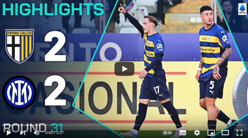 ไฮไลท์ฟุตบอล ปาร์ม่า 2 - 2 อินเตอร์ มิลาน
