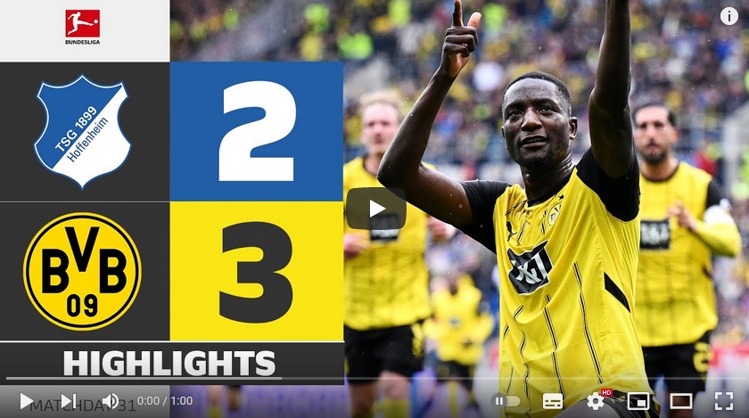 ไฮไลท์ฟุตบอล ทีเอสจี ฮอฟเฟนไฮม์ 2 - 3 โบรุสเซีย ดอร์ทมุนด์