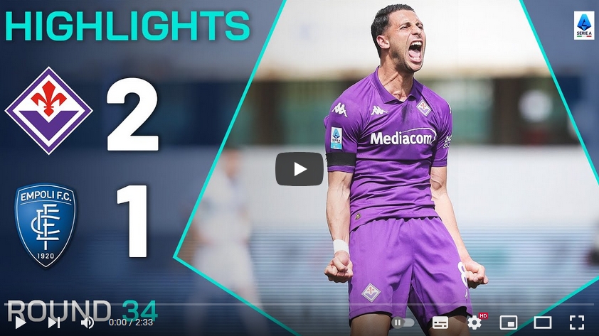 ไฮไลท์ฟุตบอล ฟิออเรนติน่า 2 - 1 เอ็มโปลี
