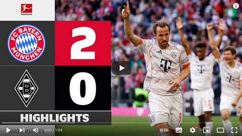 ไฮไลท์ฟุตบอล บาเยิร์น มิวนิค 2 - 0 โบรุสเซีย มึนเช่นกลัดบัค